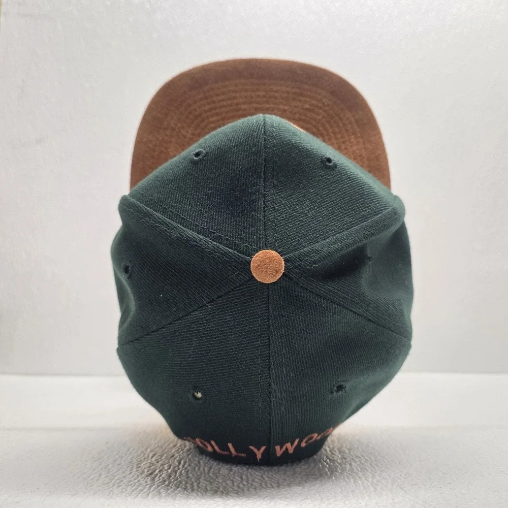 Color by Deluxe Hollywood Snapback Hat Green Brown Leather Vintage